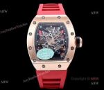 KV Factory Replica Richard Mille RM35 Americas Rose Gold Watch With Red Rubber Band
